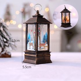 s1pc Christmas Lantern Decoration; Vintage Style Hanging Electric Candle Oil Lamp; Christmas Ornaments For Tables & Desks; Holiday Home Decor (Color: Golden Deer Small Flame Lamp)