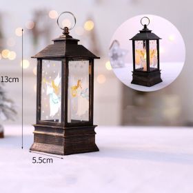 s1pc Christmas Lantern Decoration; Vintage Style Hanging Electric Candle Oil Lamp; Christmas Ornaments For Tables & Desks; Holiday Home Decor (Color: Golden Angel Small Flame Lamp)