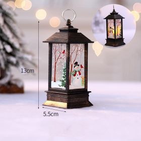 s1pc Christmas Lantern Decoration; Vintage Style Hanging Electric Candle Oil Lamp; Christmas Ornaments For Tables & Desks; Holiday Home Decor (Color: Golden Snowman Small Flame Lamp)