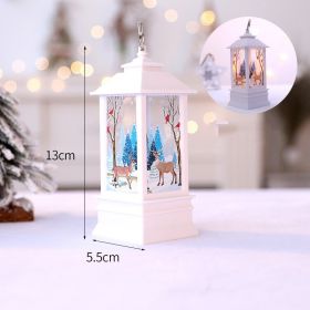 s1pc Christmas Lantern Decoration; Vintage Style Hanging Electric Candle Oil Lamp; Christmas Ornaments For Tables & Desks; Holiday Home Decor (Color: White Elk Small Flame Lamp)