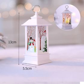 s1pc Christmas Lantern Decoration; Vintage Style Hanging Electric Candle Oil Lamp; Christmas Ornaments For Tables & Desks; Holiday Home Decor (Color: White Snowman Small Flame Lamp)