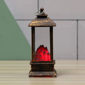 s1pc Christmas Lantern Decoration; Vintage Style Hanging Electric Candle Oil Lamp; Christmas Ornaments For Tables & Desks; Holiday Home Decor (Color: Golden, Black Charcoal Fireplace Small Flame Lamp)