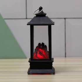 s1pc Christmas Lantern Decoration; Vintage Style Hanging Electric Candle Oil Lamp; Christmas Ornaments For Tables & Desks; Holiday Home Decor (Color: Black, Black Charcoal Fireplace Small Flame Lamp)